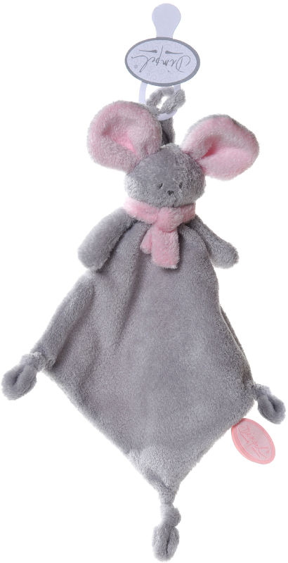  mona souris attache sucette gris rose 